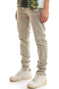 KND4959 Grey | KDNK Pearl Rhinestone Jeans