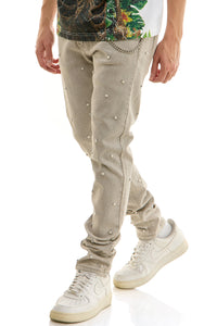 KND4959 Grey | KDNK Pearl Rhinestone Jeans