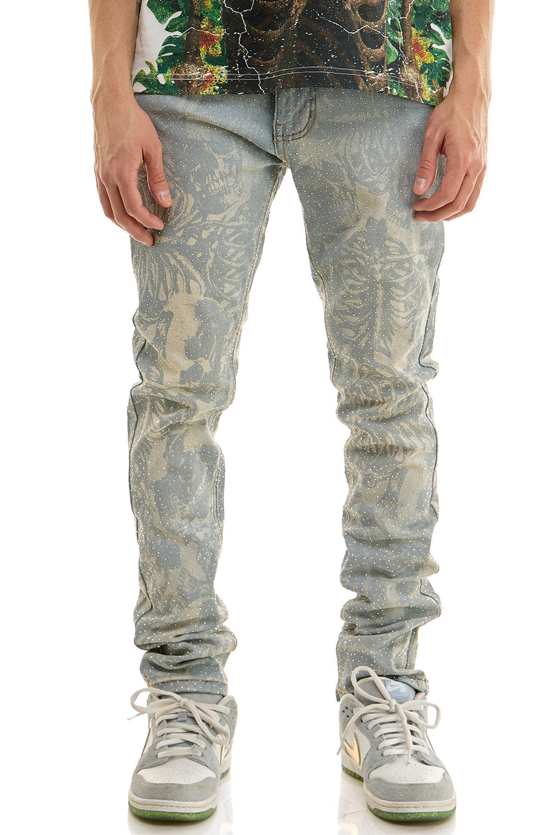 KND4960 Lt.Blue | KDNK Skeleton Rhinestone Jeans