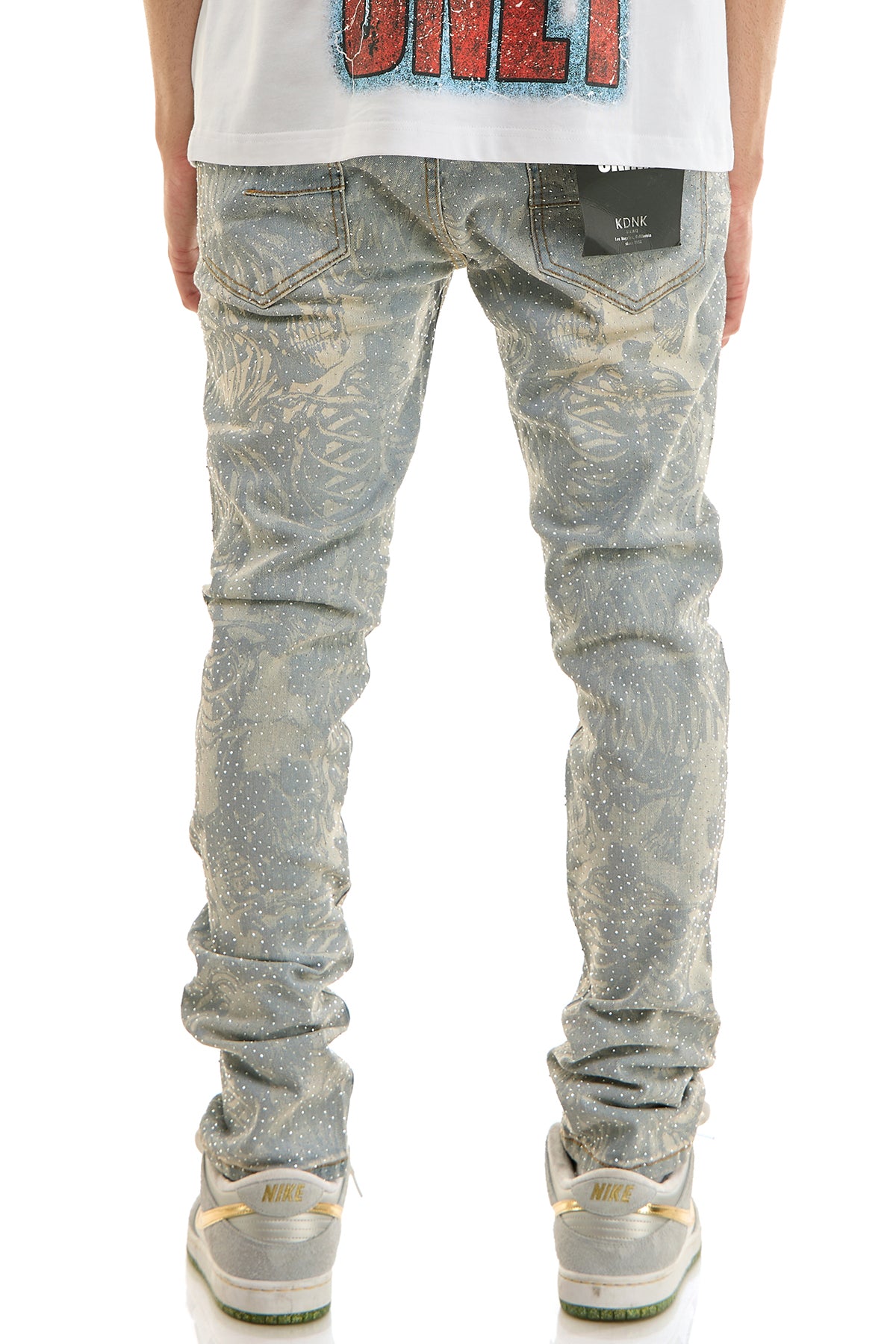 KND4960 Lt.Blue | KDNK Skeleton Rhinestone Jeans
