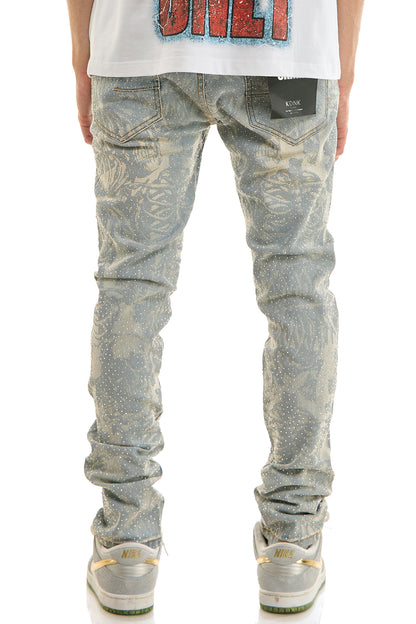 KND4960 Lt.Blue | KDNK Skeleton Rhinestone Jeans