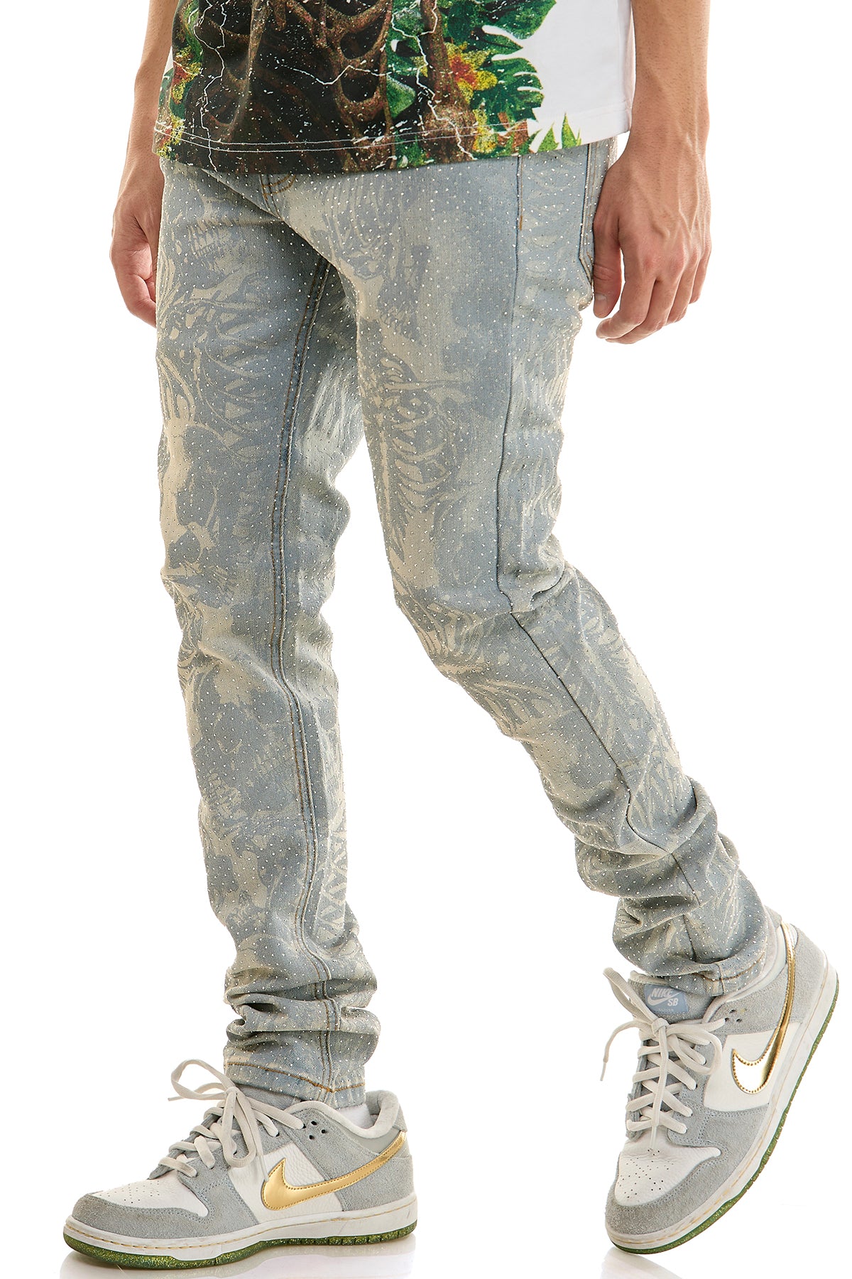 KND4960 Lt.Blue | KDNK Skeleton Rhinestone Jeans