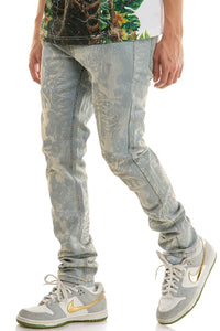 KND4960 Lt.Blue | KDNK Skeleton Rhinestone Jeans