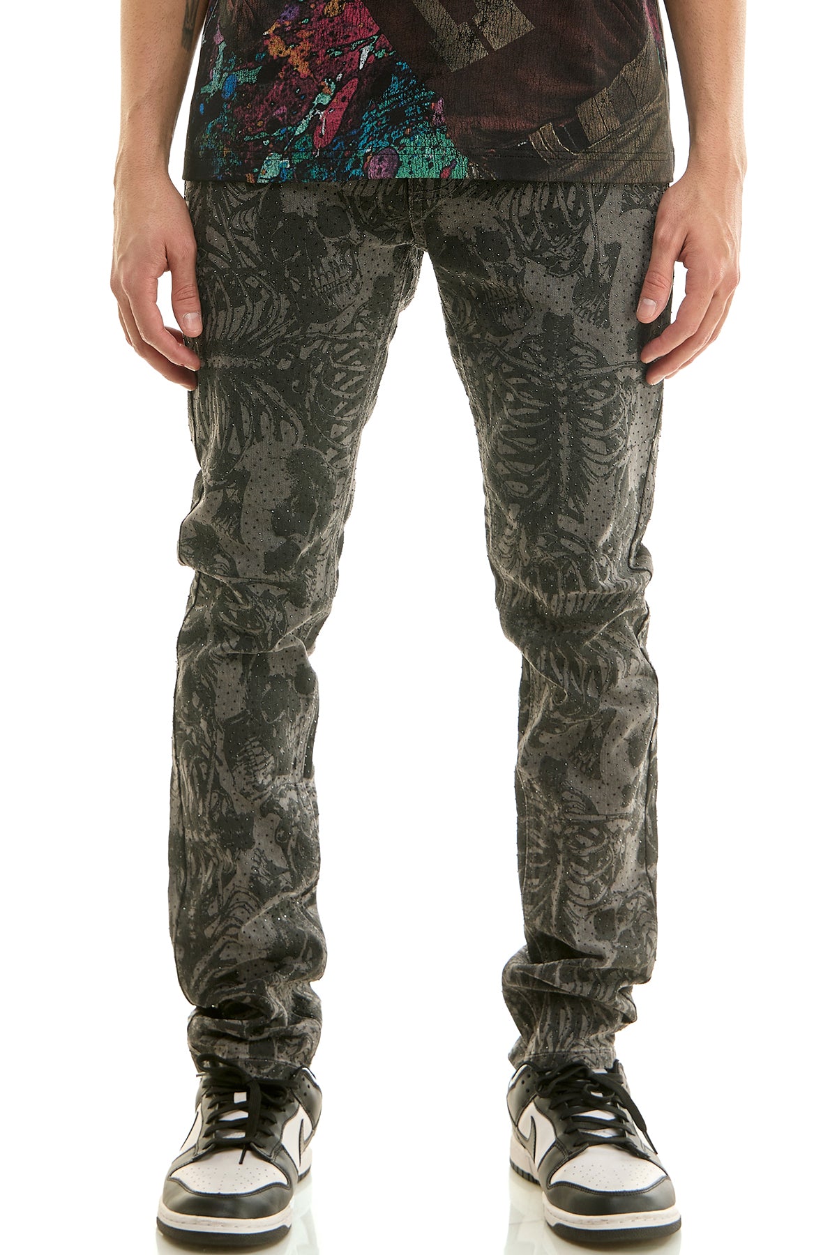 KND4960 M.Grey | KDNK Skeleton Rhinestone Jeans