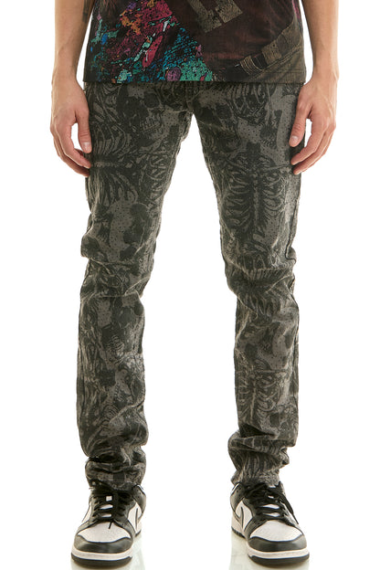 KND4960 M.Grey | KDNK Skeleton Rhinestone Jeans