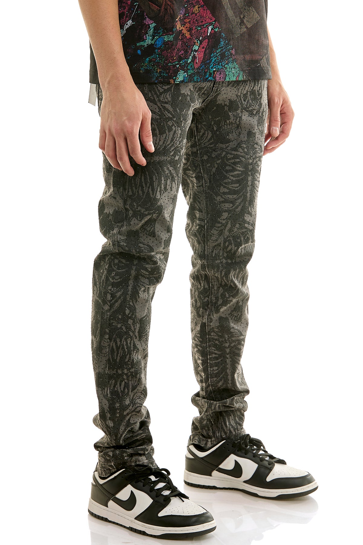 KND4960 M.Grey | KDNK Skeleton Rhinestone Jeans