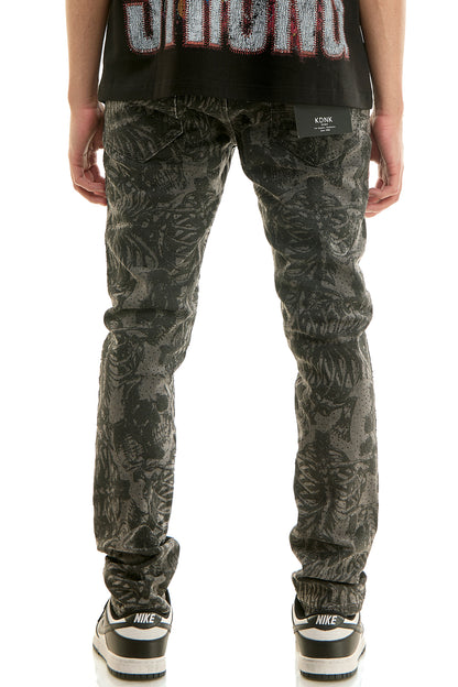 KND4960 M.Grey | KDNK Skeleton Rhinestone Jeans