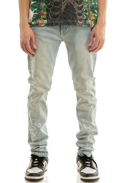 KND4963 Blue | KDNK Rhinestone Frame Jeans