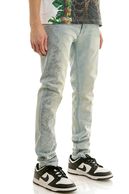 KND4963 Blue | KDNK Rhinestone Frame Jeans