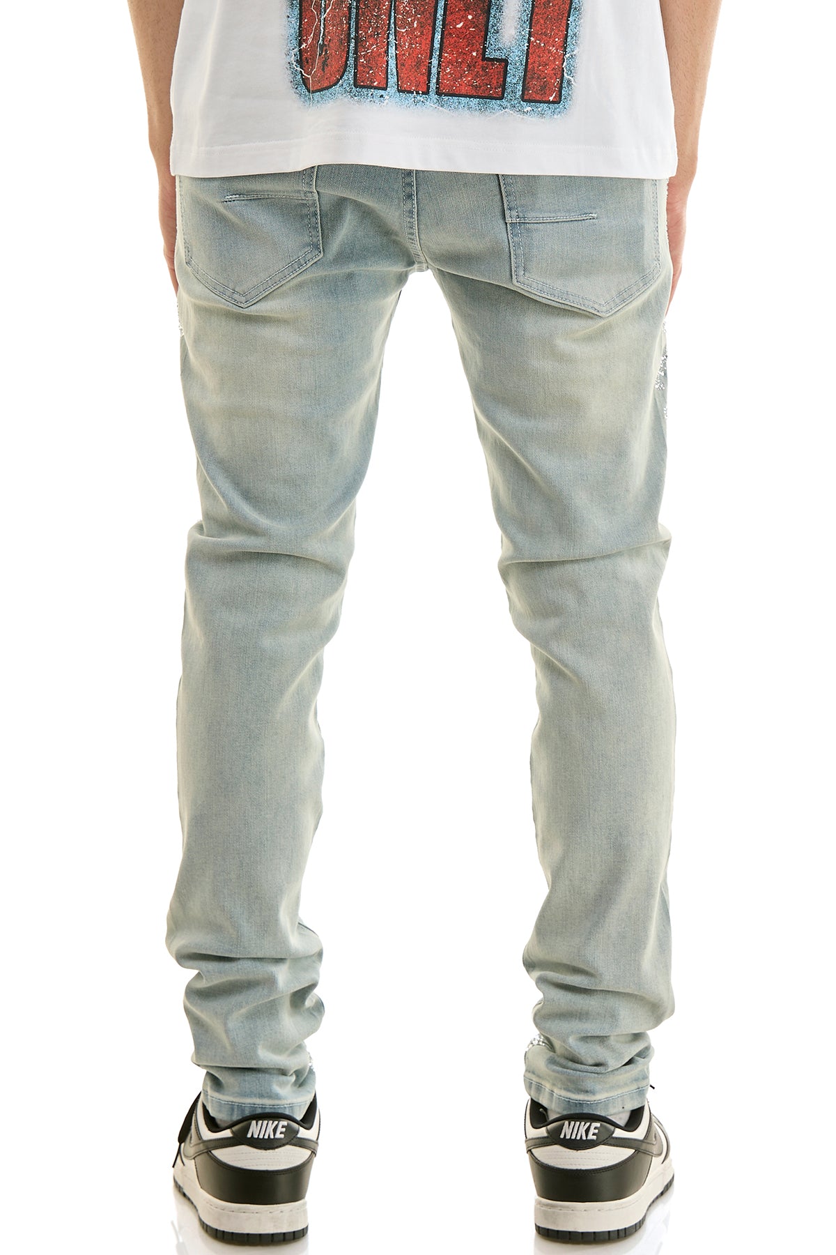 KND4963 Blue | KDNK Rhinestone Frame Jeans