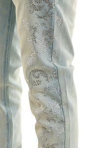 KND4963 Blue | KDNK Rhinestone Frame Jeans