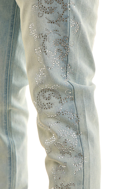 KND4963 Blue | KDNK Rhinestone Frame Jeans