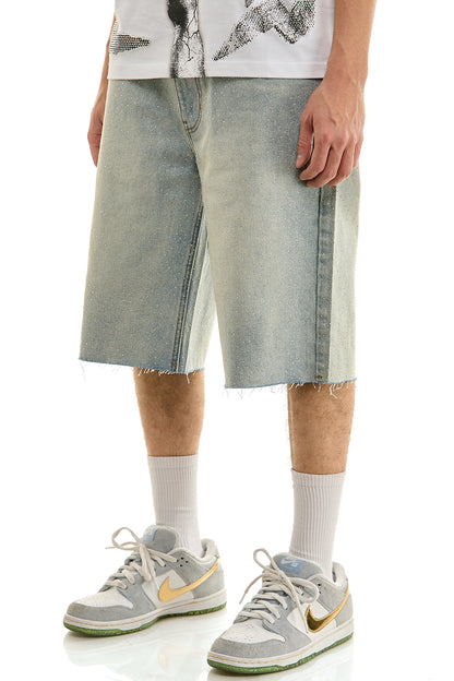 KND4964S Lt.Blue | KDNK Rhinestone Denim Shorts