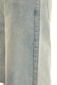 KND4964S Lt.Blue | KDNK Rhinestone Denim Shorts