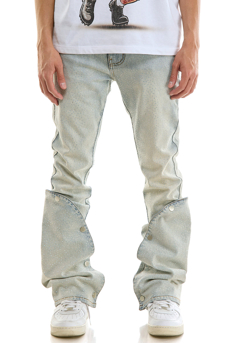 KND4979 Lt.Blue | KDNK Double-Layered Rhinestone Jeans