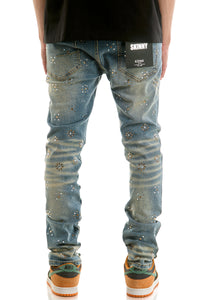 KND4987 Dk.Blue | KDNK Patterned Rhinestone Jeans