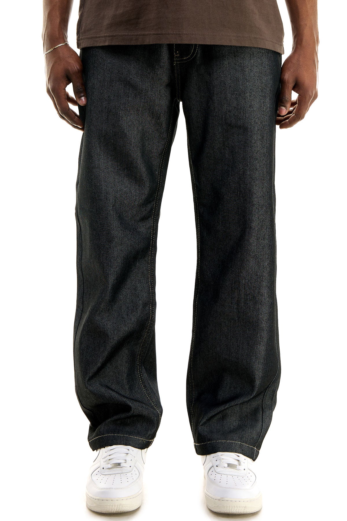 RJ168 Black/Khaki | KDNK Color-Stitch Raw Denim Jeans
