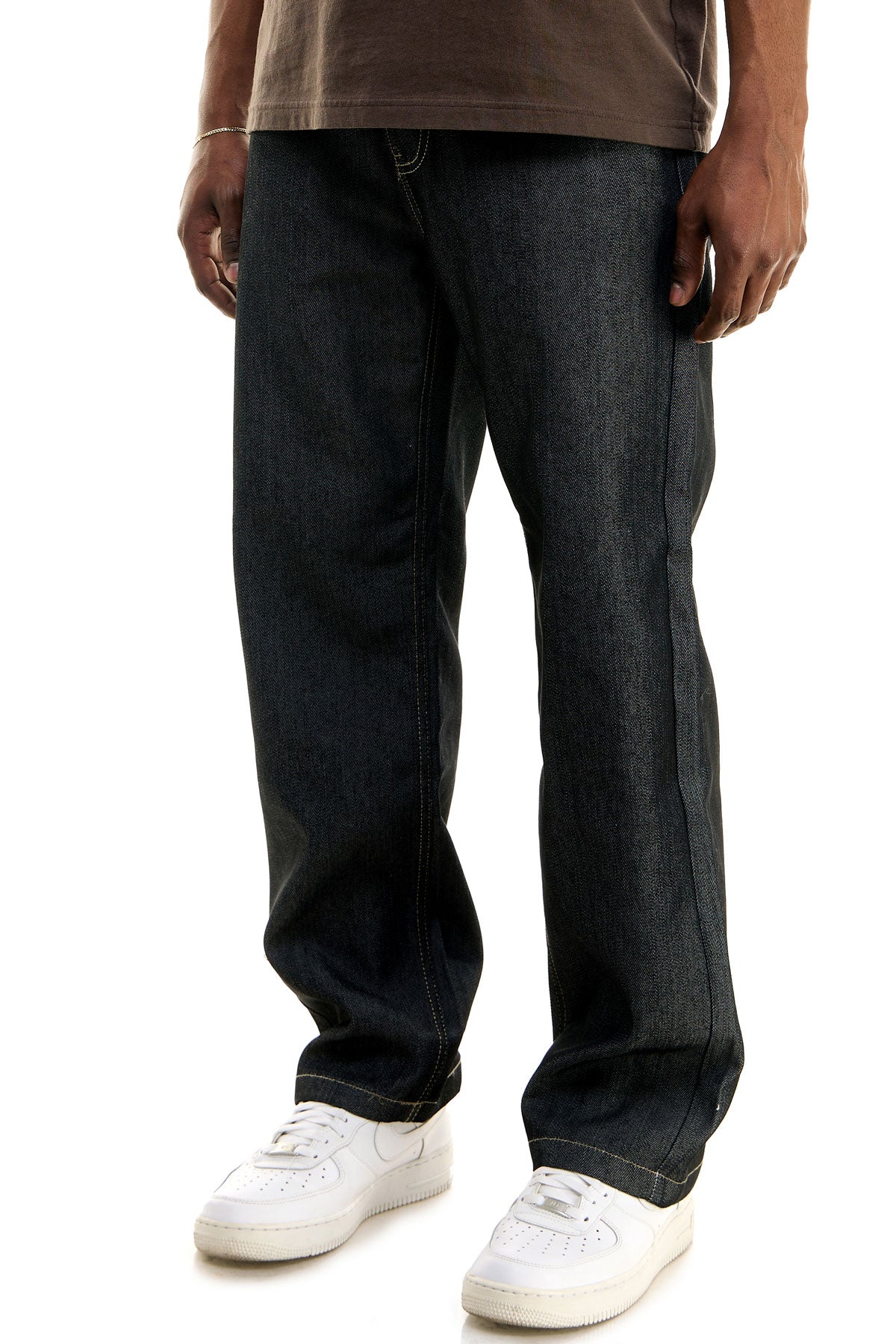 RJ168 Black/Khaki | KDNK Color-Stitch Raw Denim Jeans