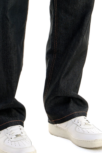 RJ168 Black/Orange | KDNK Color-Stitch Raw Denim Jeans