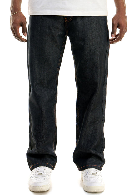 RJ168 Black/Orange | KDNK Color-Stitch Raw Denim Jeans