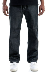 RJ168 Black/White | KDNK Color-Stitch Raw Denim Jeans