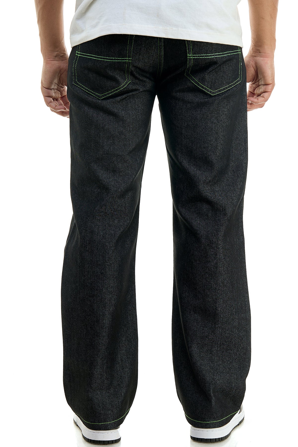 RJ168 Black/Green | KDNK Color-Stitch Raw Denim Jeans