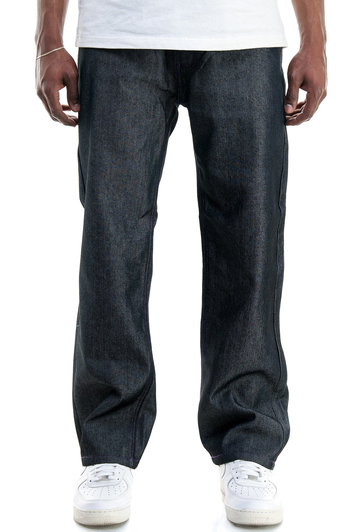 RJ168 Black/Purple | KDNK Color-Stitch Raw Denim Jeans