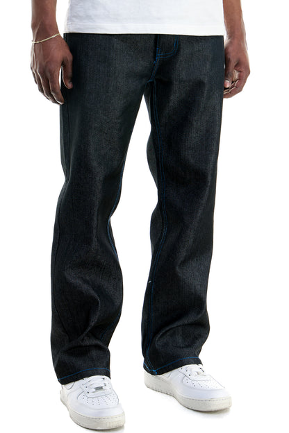 RJ168 Black/Royal Blue | KDNK Color-Stitch Raw Denim Jeans