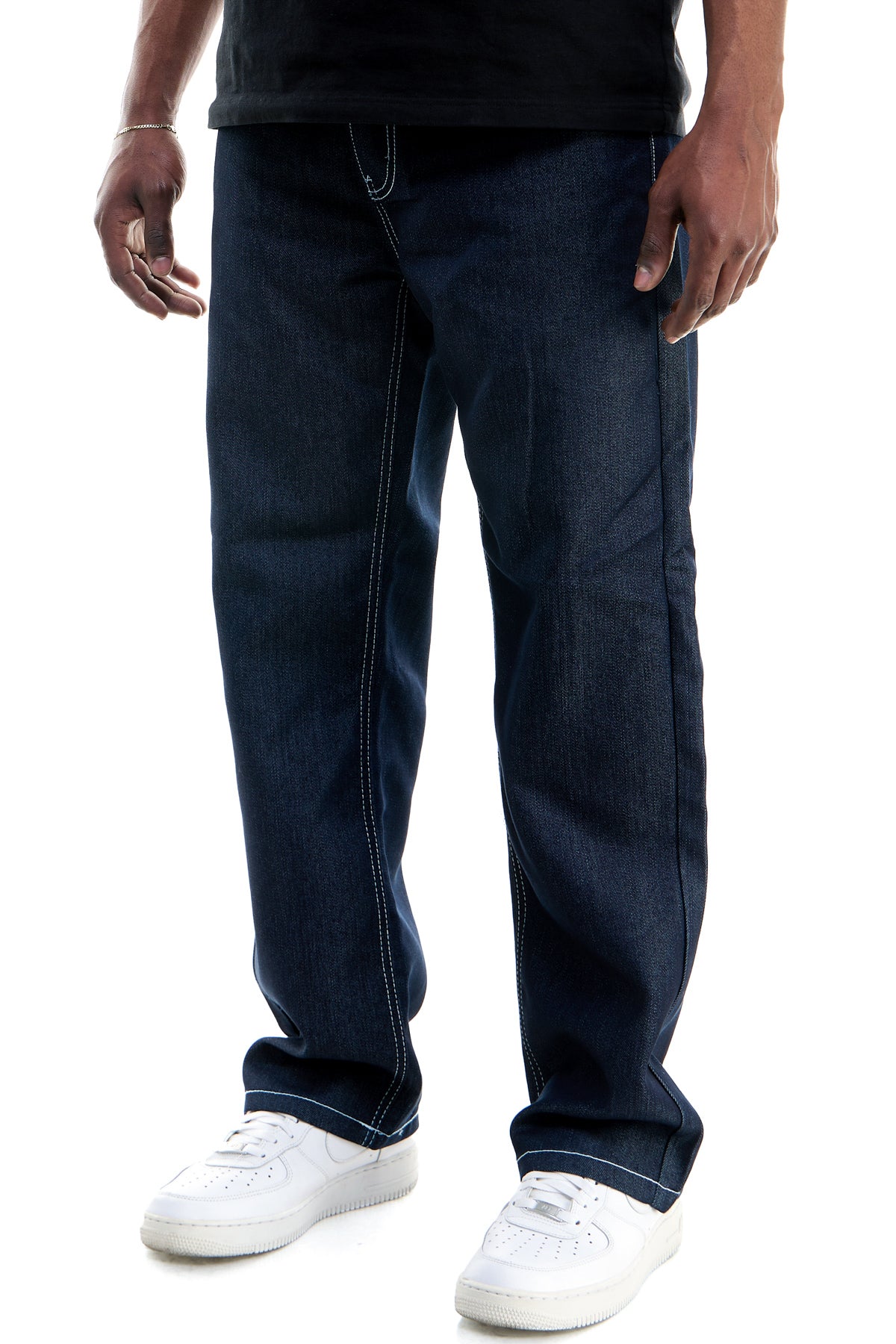RJ168 Indigo/White | KDNK Color-Stitch Raw Denim Jeans