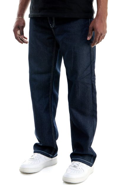 RJ168 Indigo/White | KDNK Color-Stitch Raw Denim Jeans
