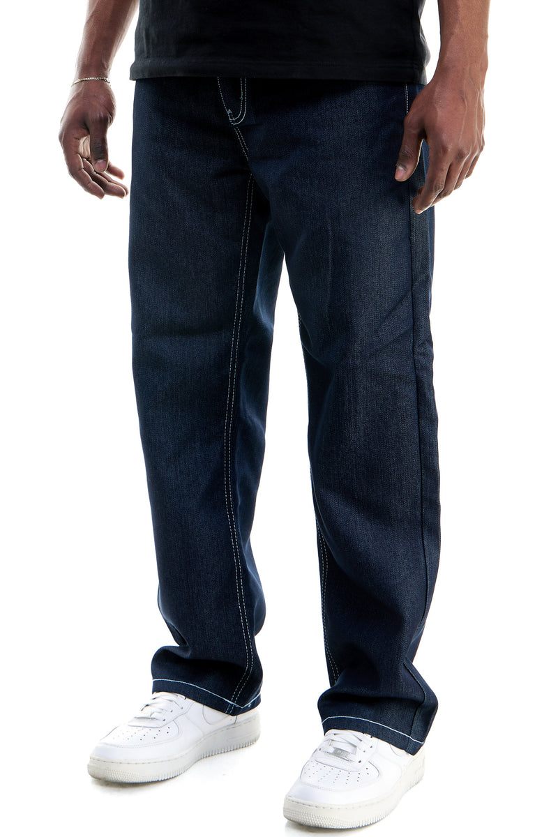 RJ168 Indigo/White | KDNK Color-Stitch Raw Denim Jeans
